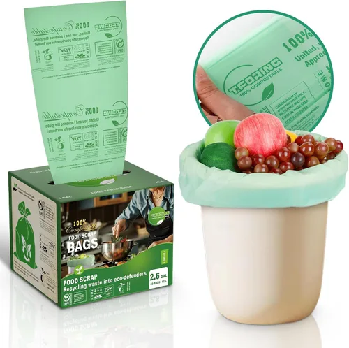 Bolsas de compost pequeñas de 2.6 galones - 80 unidades de 0.8 mil de espesor, bolsas de basura compostables para contenedor de encimera,