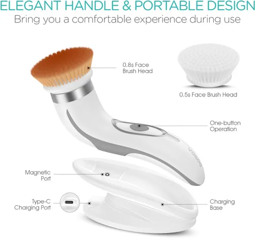 Miniatura 6 de VOGOE Cepillo de limpieza facial, exfoliante facial giratorio, recargable, rotación de 2 velocidades, cepillos eléctricos para limpieza y Gris