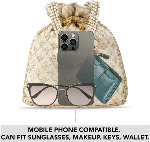 Miniatura 3 de Aheli Potli - Bolsa de regalo para mujer, hecha a mano, de noche, elegante bolso de novia, bolso de moda