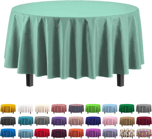 Miniatura 29 de Party Solids Paquete de 4 manteles de plástico color azul aguamarina, 54 x 108 pulgadas, mantel desechable para fiestas y pícnics
