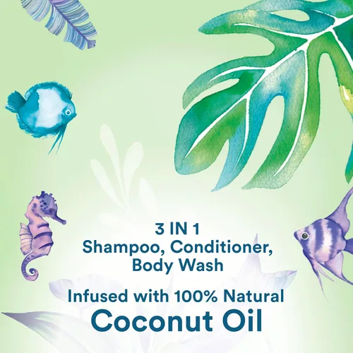 Miniatura 2 de Suave Kids Aceite de Coco Natural 3 en 1 Sin Lágrimas, Gel de Baño, Champú y Acondicionadores, Sin Sulfatos, Sin Parabenos, Sin Siliconas, Sin