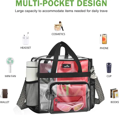 Miniatura 17 de MAY TREE Bolsa transparente para eventos en estadios de 12 x 6 x 12 pulgadas, bolsa de almuerzo transparente con correas reforzadas para trabajo
