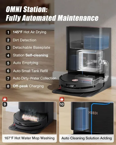 Miniatura 7 de Yeedi S16 Plus Robot Aspiradora y Trapeador con Estación Omni Automática, Succión de 16,600Pa, Mopa Autolavadora OZMO, ZeroTangle 3.0, Elevación