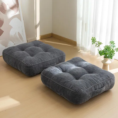 Miniatura 50 de HIGOGOGO Cojín de suelo para adultos, cojín de meditación, grande y redondo, funda de pana copetuda, para sala de estar o yoga, 22 x 22 pulgadas