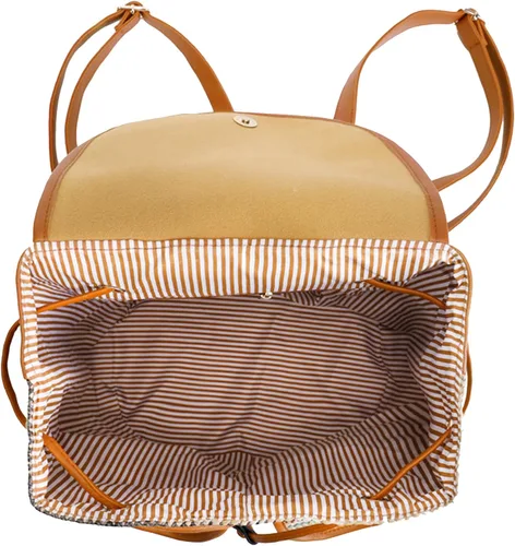 Miniatura 5 de Meyaus Mochila de paja hecha a mano para mujer, con solapa, cordón y cordón, Marrón claro, Mochilas Daypack