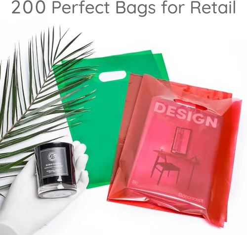 Miniatura 2 de Choice Marts 200 bolsas de mercancía rojas y verdes de 1.5 mil de espesor, 100 rojas y 100 verdes de 9" x 12", brillantes, adecuadas para venta al