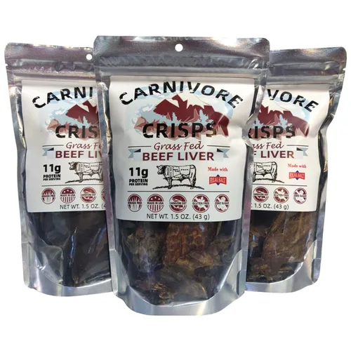 Carnivore Crisps Hígado de res – Patatas fritas de hígado de res densas en nutrientes | Carne + sal solo | Cero carbohidratos, refrigerio alto en