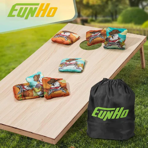 Miniatura 5 de EunHo Cornhole Bags Regulation Dual Sided Set of 8, Professional Cornhole Bean Bags Slick & Sticky Side Bags with Carry Bag Vaca/Águila