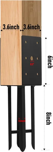 Miniatura 2 de Anclaje para poste de valla de hormigón húmedo de 4 x 4 pulgadas, 4 piezas (diámetro interior de 3.6 x 3.6 pulgadas), soporte de poste de valla