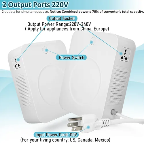 Miniatura 4 de uyoyous 2000W Step Up 110V a 220V Convertidor de voltaje Transformador Step Up Convertidor 110v/120V a 220V/240V Transformador de potencia