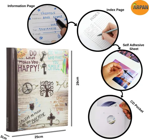 Miniatura 2 de Arpan Álbum de fotos de páginas magnéticas autoadhesivas grandes – 1 álbum de fotos con eslóganes inspiradores para la vida