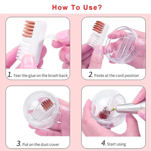 Miniatura 6 de LXIANGN Brocas de uñas con cubierta transparente, alambre de nailon y alambre de acero para limpiar brocas de carburo/cerámica, diseño