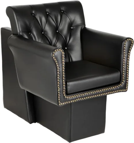 Buy-Rite Chelsea - Silla de salón copetuda negra con ribete de cabeza de clavos de latón, cojín ancho de espuma suave, cojín extraíble, comodidad