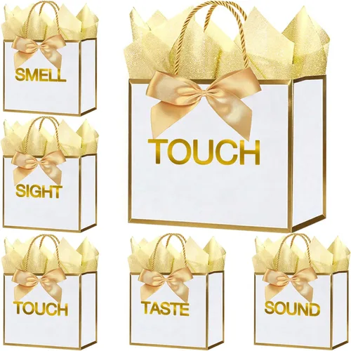 Miniatura 15 de 10 bolsas de regalo con papel de seda de 8 x 4 x 11 pulgadas. Kraft 8