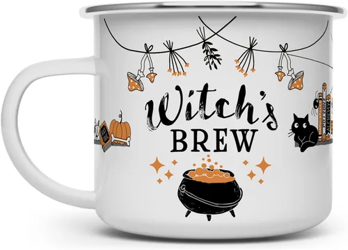Miniatura 6 de Loftipop Taza de café esmaltada de Halloween para otoño, temporada de fogata, regalo para amiga, mamá, hermana, compañera de trabajo (12 onzas)