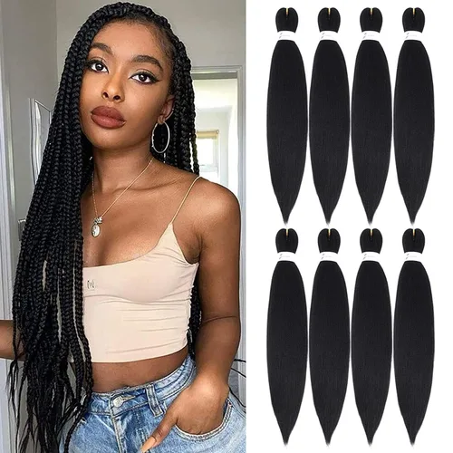 Miniatura 10 de Cabello trenzado preestirado de 18 pulgadas, 3 paquetes de cabello rubio miel preestirado, extensiones de cabello sintético profesional, sin