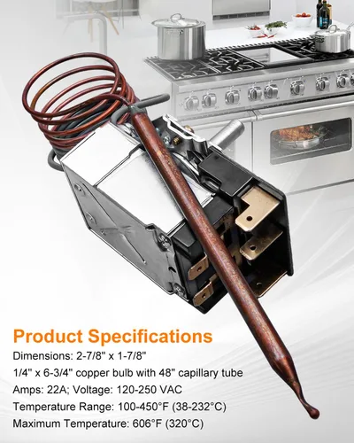 Miniatura 5 de PB010036 Termostato para horno de hornear/asar reemplazar KKB-9-48 KKTB-18-48, apto para horno de gama Viking EVGIC VGIC VGIS VGRC Series, 22A