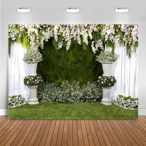 Telón de fondo de flores de boda de 7 x 5 pies, romántico, propuesta de fondo floral, propuesta, cortina de flores, pancarta, ceremonia, despedida