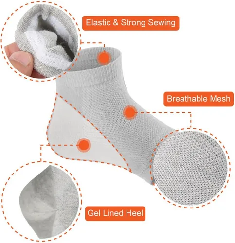 Miniatura 3 de Selizo 5 pares de calcetines hidratantes para el talón de gel, calcetines de punta abierta para tacones secos y agrietados, 5