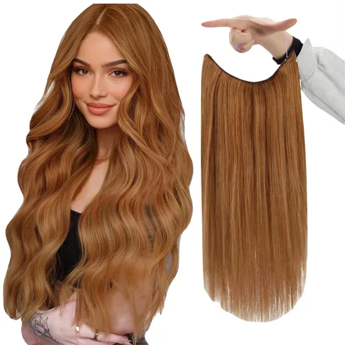 Miniatura 40 de Fshine - Extensiones de cabello con hilo invisible de 12 pulgadas, color rubio ceniza con reflejos de rubio decolorado, pieza de cabello humano real