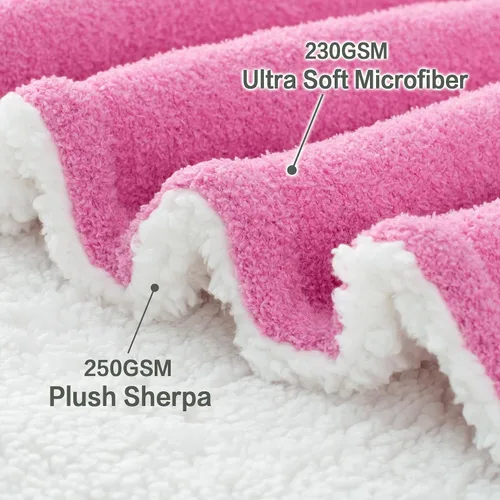 Miniatura 2 de Manta de forro polar sherpa ultrasuave de 60 x 80 pulgadas, tamaño individual, manta de punto acogedora y cálida de 480 GSM para invierno, manta