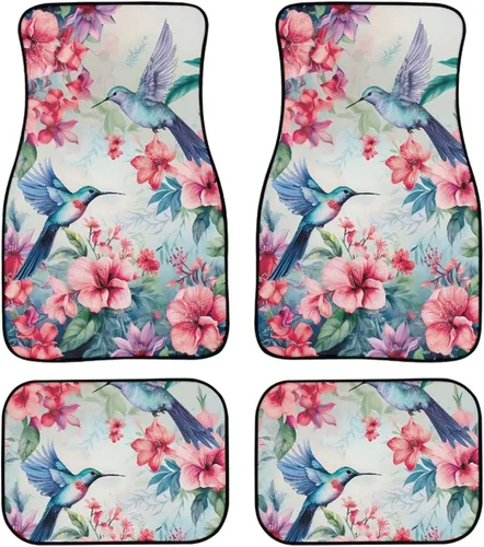 Miniatura 24 de 70S 80S Alfombra de suelo de automóvil con flores hippie y margaritas, 4 piezas, accesorio hippie para automóvil para mujeres, almohadilla de suelo