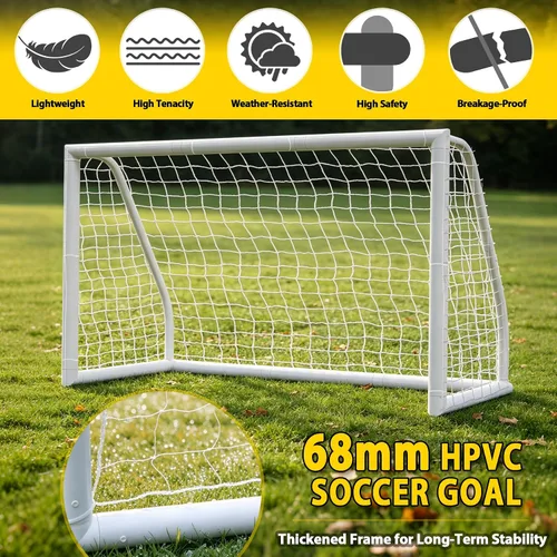 Miniatura 4 de ZENY Portería de fútbol portátil para patio trasero, 12 x 6 / 10 x 6.5 / 8 x 5 pies, red y marco de fútbol para niños y adultos para práctica