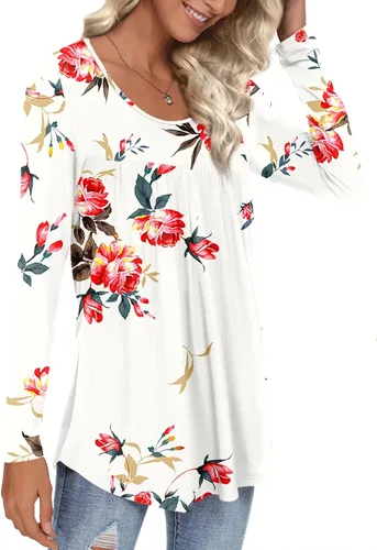 Miniatura 2 de CATHY Blusa de manga larga para mujer, ajuste holgado, casual, con volantes, para leggings