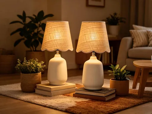 Miniatura 8 de Pia Ricco lámpara de mesa de cerámica moderna de 19" para sala de estar, lámparas de escritorio de base crema para dormitorio, lámpara de mesita