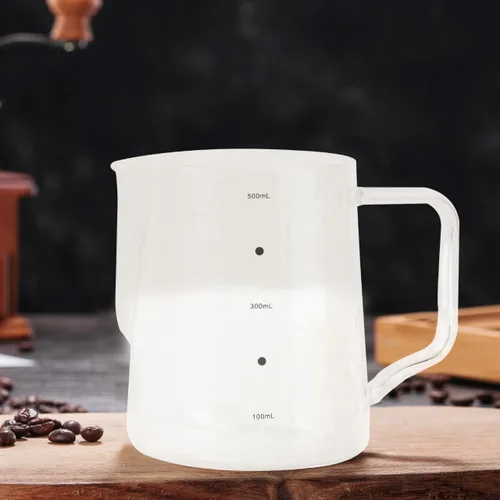 Miniatura 4 de Jarra de espuma de leche de café, tazas medidoras de vidrio, taza de vidrio mezcladora con asa, 16.9 fl oz para medida de vapor de café expreso