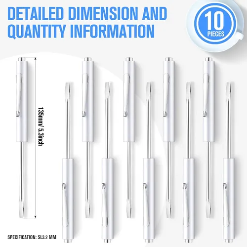 Miniatura 2 de Honoson 10 piezas de destornilladores de bolsillo, mini puntas y clips de bolsillo, pequeño destornillador magnético ranurado con cabeza de hoja