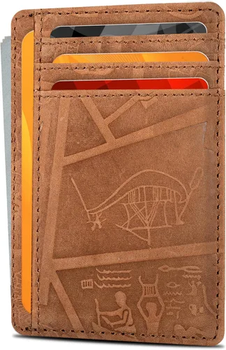 Miniatura 31 de Carteras de cuero Oak Leathers, delgadas y minimalistas con bloqueo RFID, tarjetero de bolsillo frontal para hombres y mujeres, Desnudo