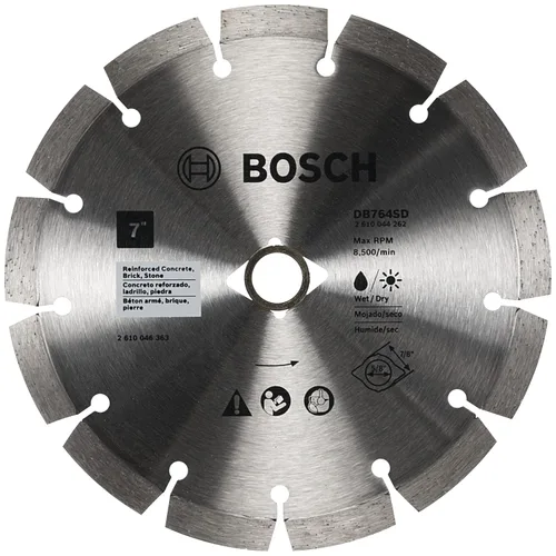 Miniatura 12 de BOSCH DB1241S Hoja de diamante de borde segmentado estándar de 12 pulgadas con eje de 1 pulgada para aplicaciones universales de corte tosco