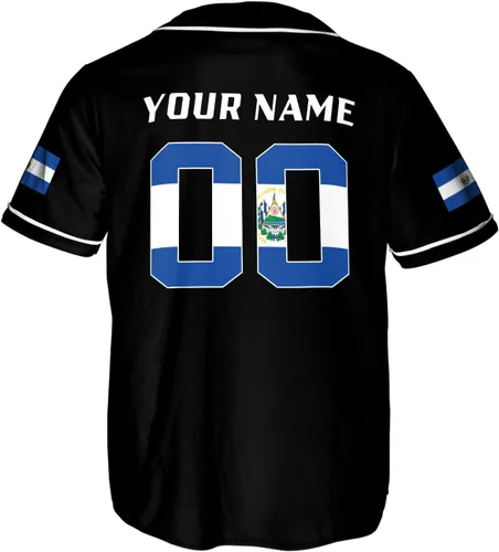 Miniatura 3 de MonkeyVan Camiseta de béisbol de El Salvador personalizada con nombre personalizado con la bandera salvadoreña salvadoreña, orgullo salvadoreño