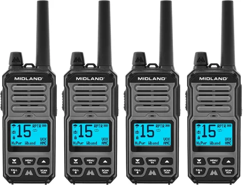 Miniatura 11 de Midland GXT67 Radio bidireccional GMRS de 5 vatios - Walkie Talkie de largo alcance para aterrizaje, Jeep y todoterreno - IP67 impermeable