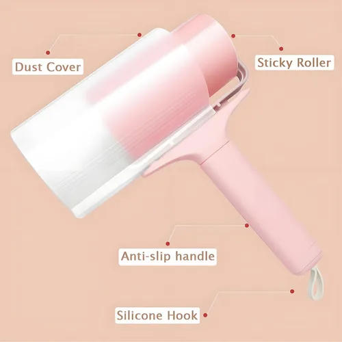 Miniatura 3 de Rodillo de pelusa reutilizable, paquete de 2 unidades, rodillo adhesivo lavable con cubierta para pelo de mascotas, removedor de pelusa portátil Rosa