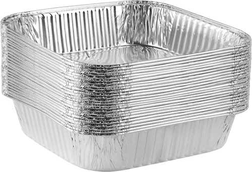 Miniatura 14 de PLASTICPRO Moldes desechables cuadrados de papel de aluminio de 8'' x 8'' x 2'' pulgadas para hornear - Utensilios de repostería perfectos