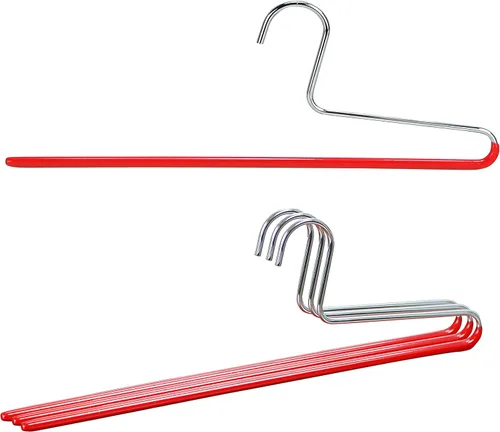 Miniatura 12 de Mawa by Reston Lloyd - Percha antideslizante para ropa que ahorra espacio con una sola barra para pantalones, estilo KH/1, juego de 30, color rojo