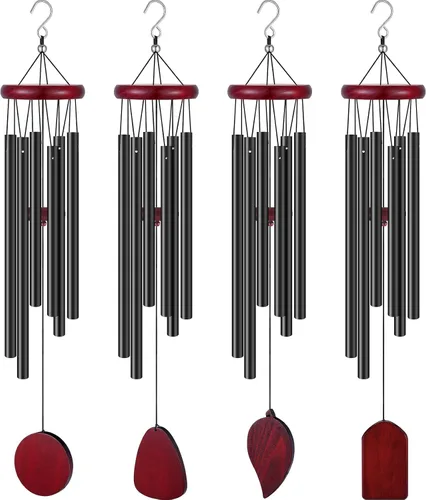 Miniatura 10 de Tatuo 4 Piezas Carillones de Viento Conmemorativos de 28 Pulgadas de Madera Carillones de Viento de Condolencia Regalo de Condolencias DIY