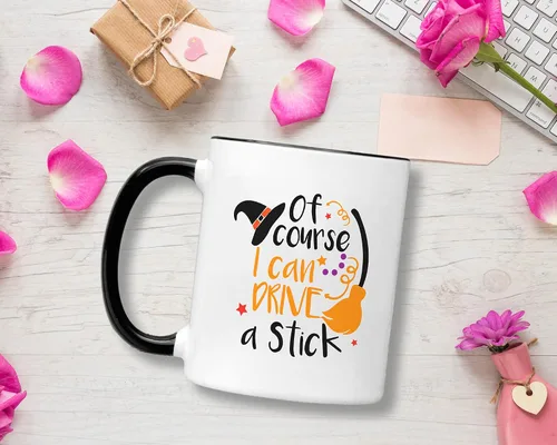 Miniatura 3 de Casitika Regalos de bruja. Taza de bruja con temática de Halloween. Por supuesto que puedo conducir un palo de 11 oz taza de juego de palabras