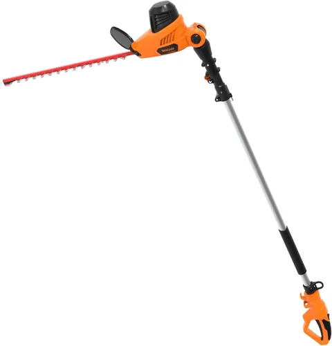 GARCARE Cortasetos eléctrico con cable con poste de extensión de 18 pulgadas de doble acción láser cuchilla Bush Trimmer 600W, 4.8 amperios