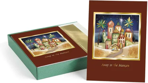 Miniatura 7 de Tarjetas navideñas religiosas de la Virgen y el Niño de Masterpiece / Juego de 16 tarjetas festivas cristianas en caja con acentos de lámina dorada