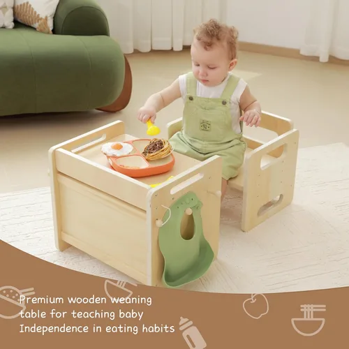 Miniatura 6 de bpmfkid Juego de Mesa y Silla de Destete Montessori - Diseño Ajustable para Niños Pequeños, Ideal para las Comidas, el Aprendizaje y el Juego De