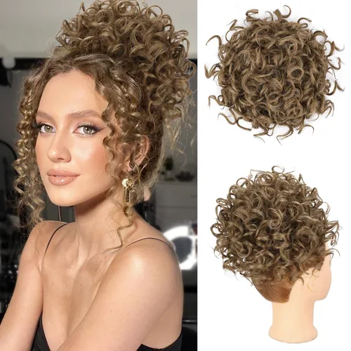 Miniatura 22 de Lommel Pieza de cabello desordenado, moño rizado, ondulado suelto, pieza de cabello con cordón elástico, moño desordenado, extensión de cola