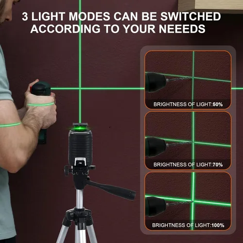 Miniatura 5 de Firecore - Nivel láser con trípode, nivel láser autonivelante de 360° con modo de pulso, 3 niveles de brillo, herramienta niveladora láser de línea