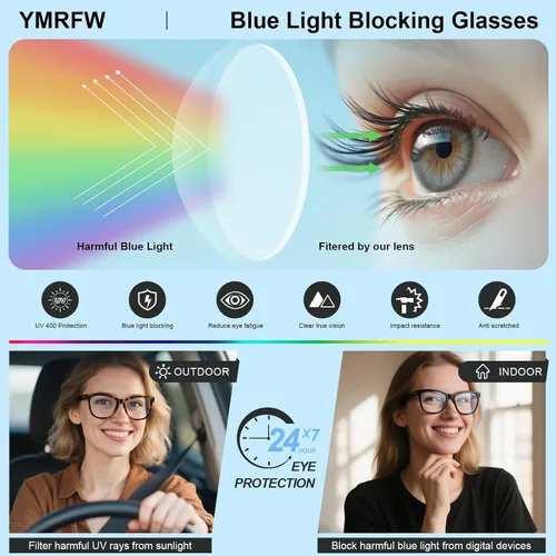 Miniatura 6 de Retro Blue Light Blocking Glasses for Women Men Classic Style Computer TV Eyeglasses Anti Eyestrain