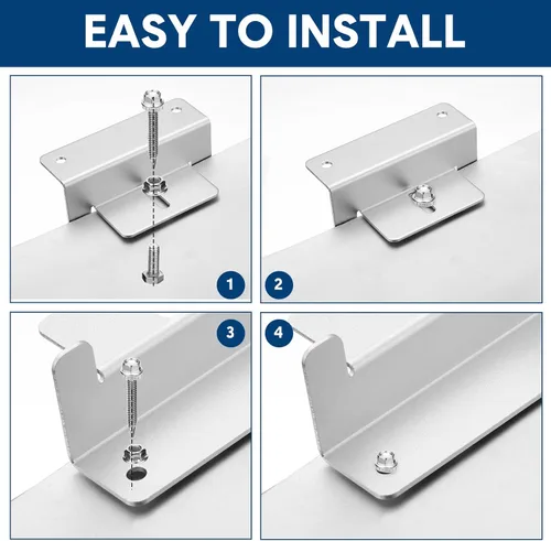 Miniatura 4 de Konohan Juego de 10 soportes de montaje para panel solar, soporte Z de aluminio, kit de soportes de montaje de panel solar con tuercas y pernos