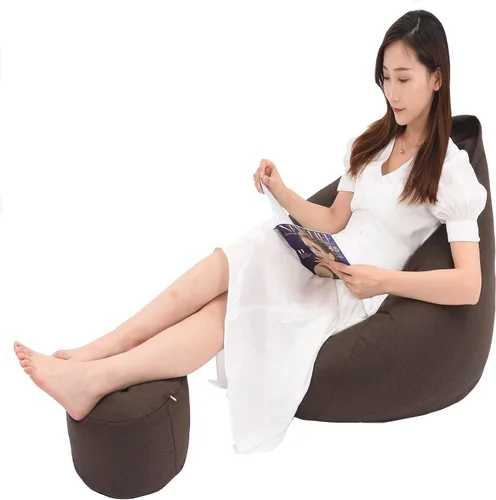 Puf de almacenamiento de animales de peluche para niños y adultos. Asiento de lona gruesa premium con taburete para pies (sin relleno) (marrón, 43 x