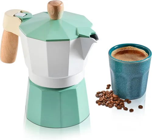 Miniatura 16 de Mixpresso Cafetera Moka Cubana Negra de 3 Tazas, Cafetera Moka para Gas, Estufa Eléctrica, Cafetera Italiana Clásica, Cafetera Espresso para Estufa