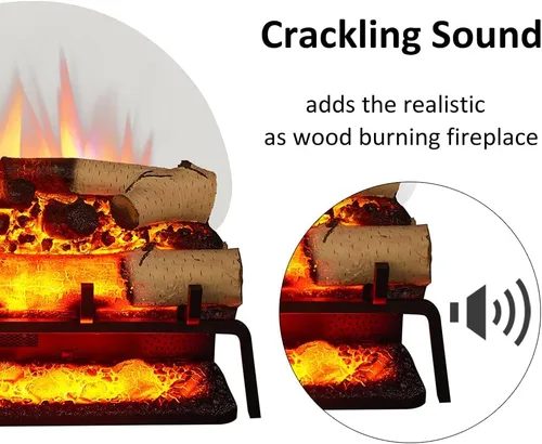 Miniatura 3 de LegendFlame - Juego de troncos de abedul blanco de 23 pulgadas de ancho (EF290A-WB), inserto de chimenea, calentador de 750 W/1500 W, sonido
